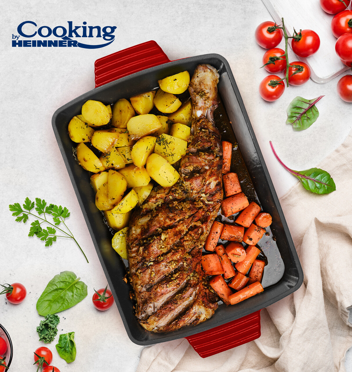 Tava Red Line, Cooking by Heinner, 33x23x7 cm, fonta, rosu - imagine 5